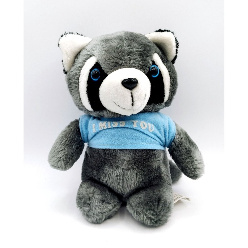 Melody Toys Vintage Raccoon Plush "I Miss You" Stuffed Animal Toy 10"